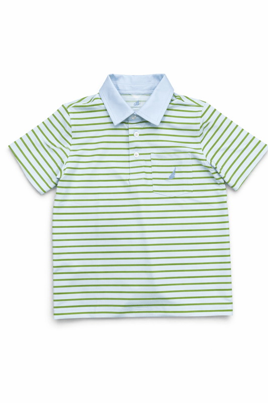 Coolybri Boys Shirts Striped / 12-18 Mo Coolybri Boys Brooks Performance Polo - Blue & Green Striped