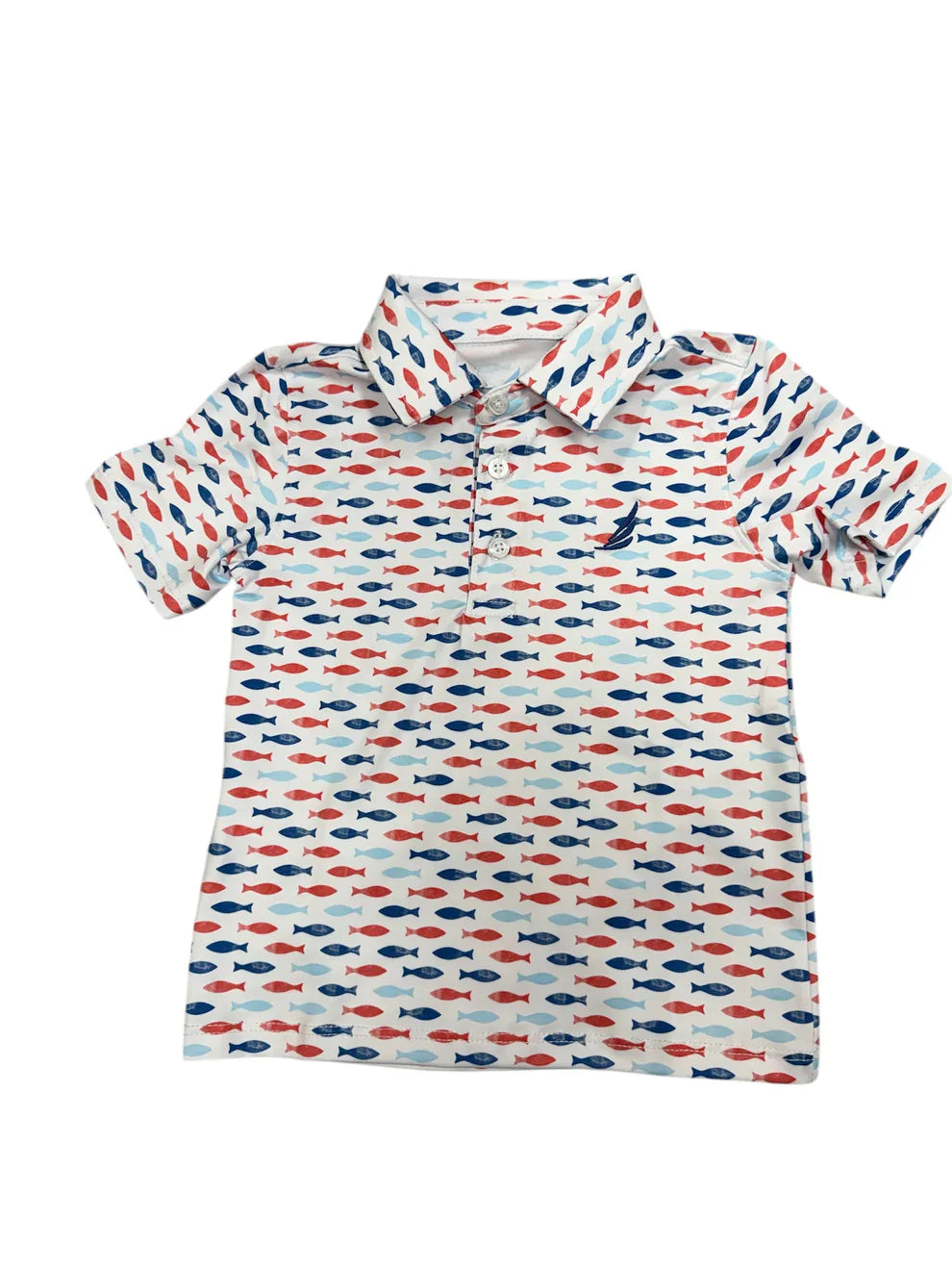Coolybri Boys Shirts White / 2 Toddler Coolybri Boys Miles Performance Polo - White Fish Print