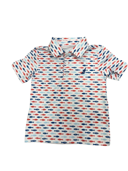 Coolybri Boys Shirts White / 2 Toddler Coolybri Boys Miles Performance Polo - White Fish Print