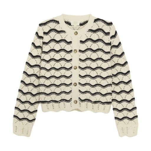 Creamie Tween 8 / Mother of Pearl / F/W-2024 Creamie Girls Black & Ivory Cardigan
