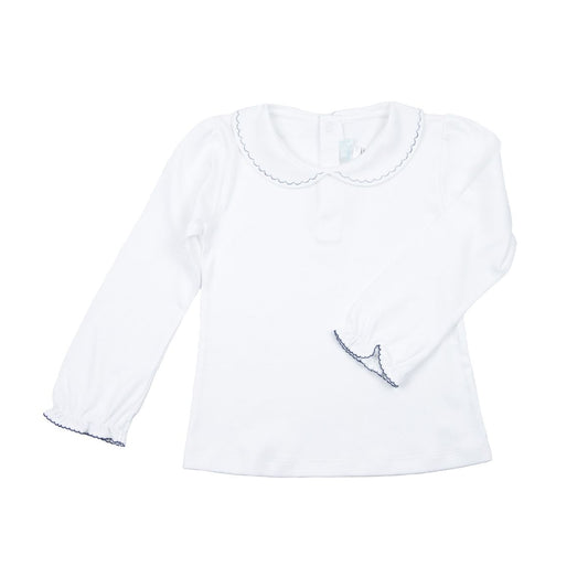 CuclieCucile Girls Sport Long Sleeve Blouse - Navy TrimBabysupermarket