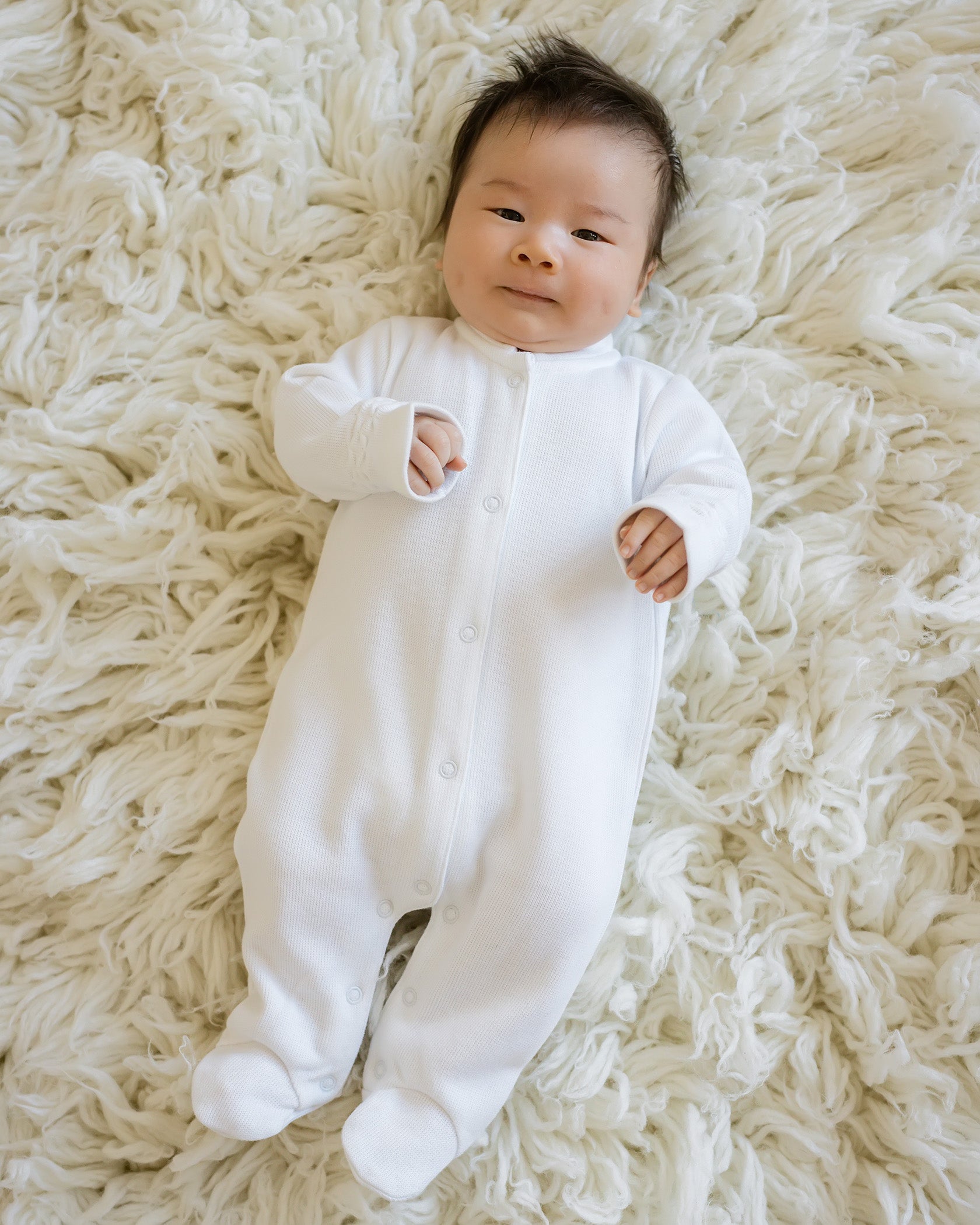 Cuclie Baby Hand Smocked Layette Footie - White