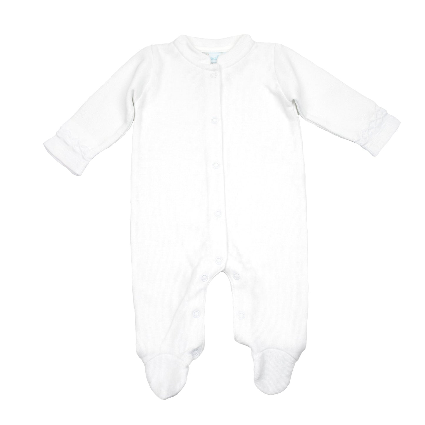 Cuclie Baby Hand Smocked Layette Footie - White