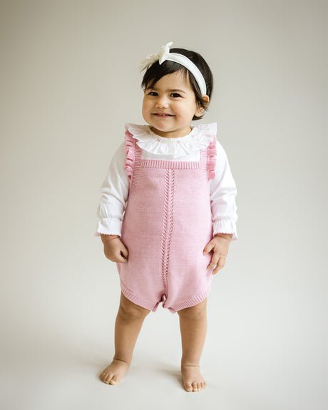 Cuclie Baby Smocked Collar Bubble Romper - White