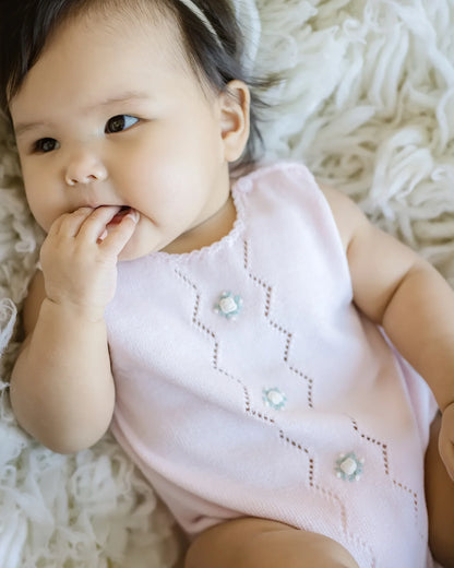 Cuclie Infant Girl Cuclie Girl's Colette Pink Knit Bubble Romper