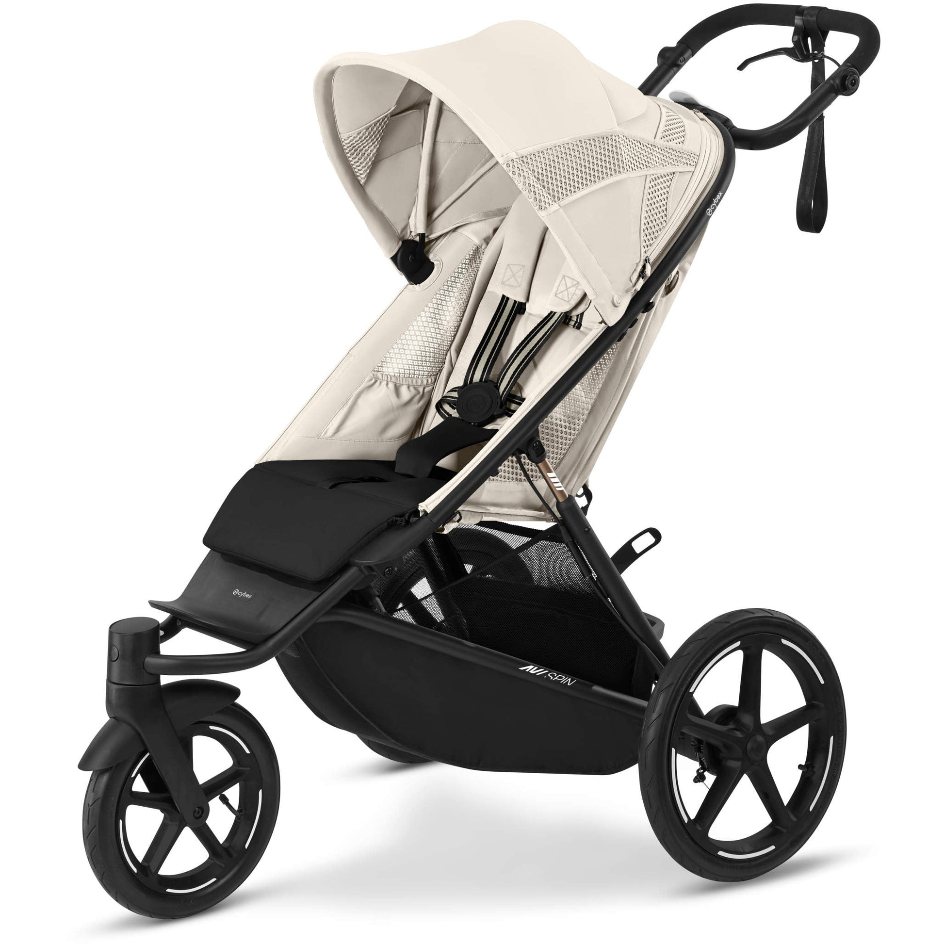 Cybex Strollers - Single Black Frame + Seashell Beige Seat Pack Cybex Avi Spin Stroller