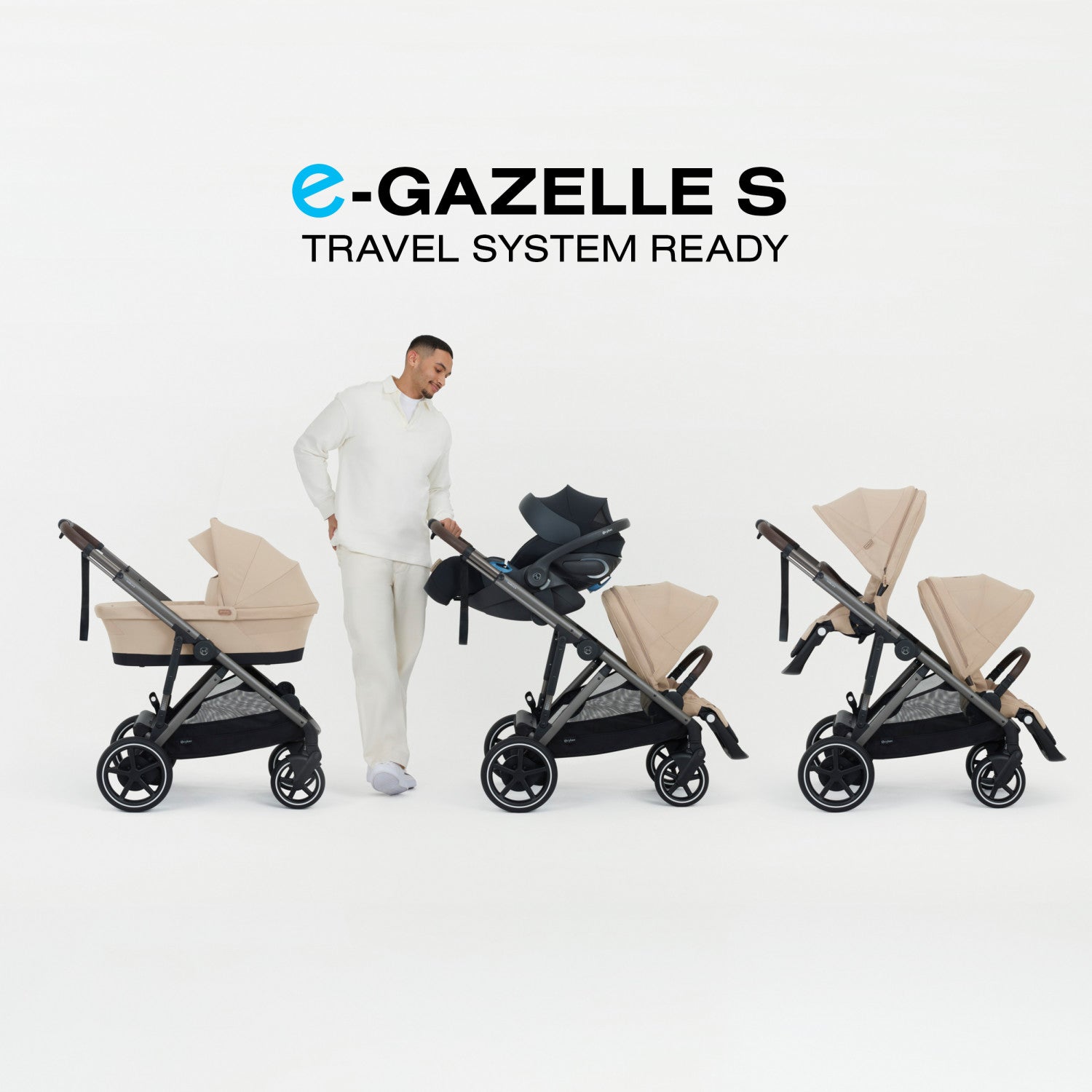 Cybex Strollers - Double Cybex e-Gazelle S Electronic Assist Single-to-Double Stroller