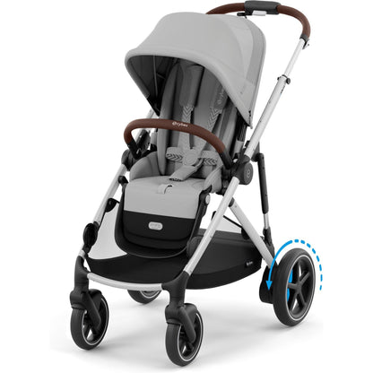 Cybex Strollers - Double Silver Frame with Stone Grey Seat Cybex e-Gazelle S Electronic Assist Stroller