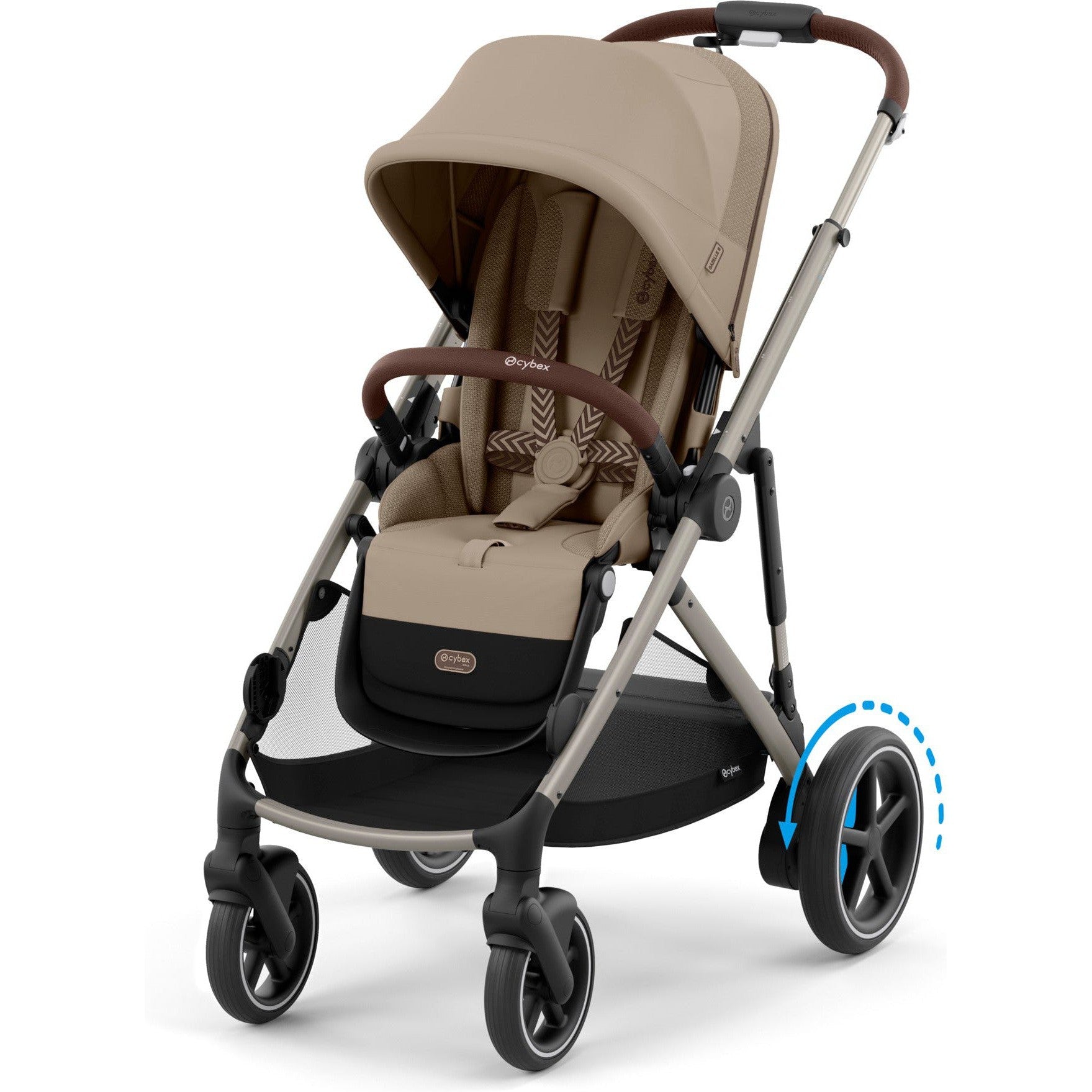 Cybex Strollers - Double Taupe Frame with Almond Beige Seat Cybex e-Gazelle S Electronic Assist Stroller