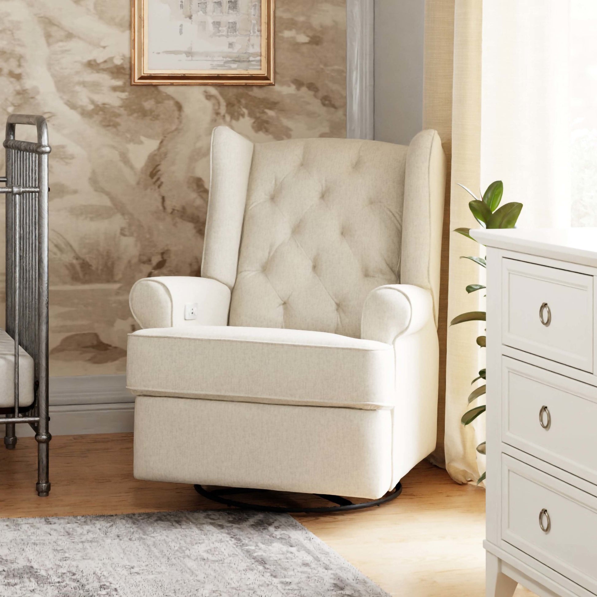 Namesake Harbour Electronic Recliner and Swivel Glider in Eco-Performance Fabric with USB port | Water Repellent & Stain Resistant