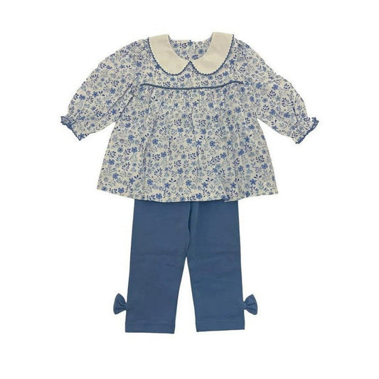 DeLaney Girls Fall Floral Peter Pan Collar Pant Set