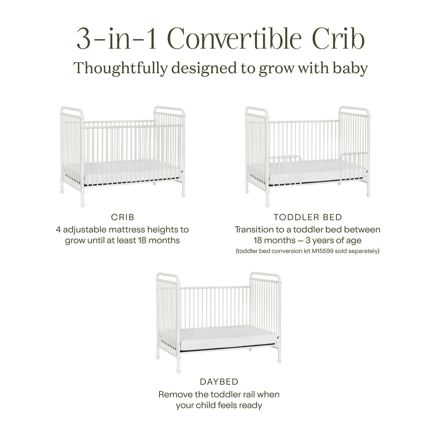 Namesake Abigail 3-in-1 Convertible Crib