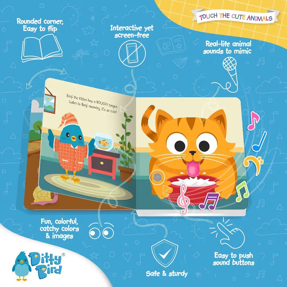 Ditty Bird Toys / Educational / Children Books Ditty Bird Sound Book: Touch The Cute Animals