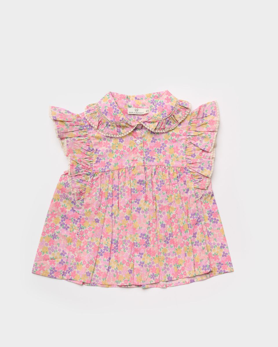 Early Sunday Early Sunday Girls Charlie Blouse - Emma Floral Purple