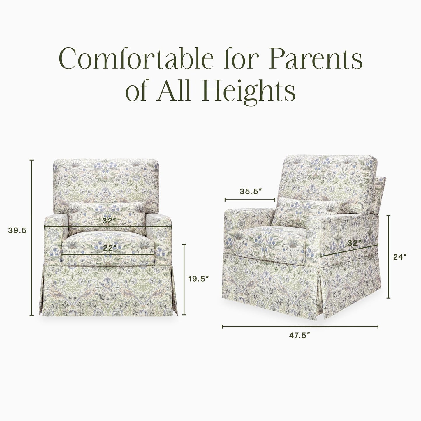 Morris & Co. x Namesake Crawford Pillowback Comfort Swivel Glider