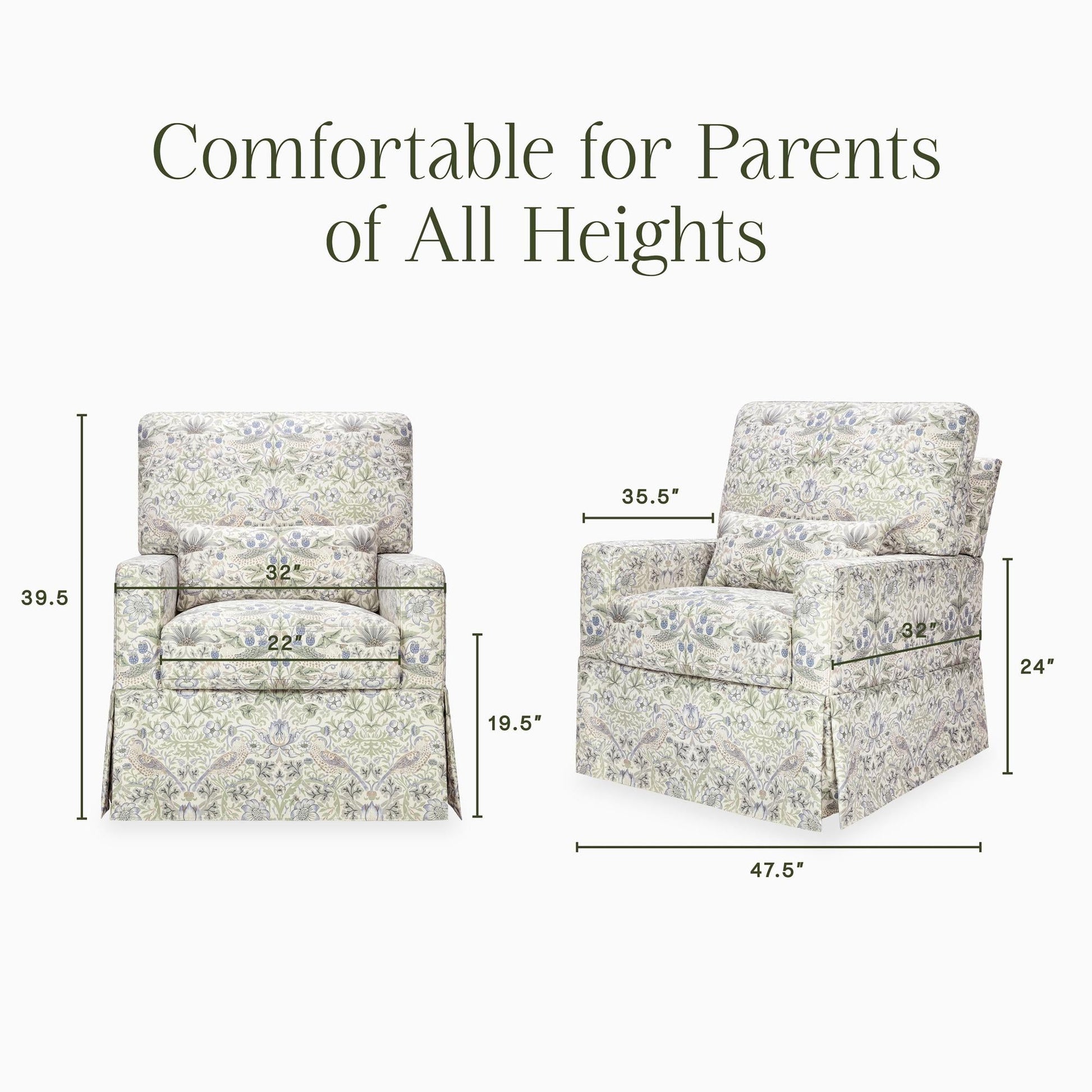 Morris & Co. x Namesake Crawford Pillowback Comfort Swivel Glider