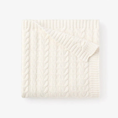 Elegant Baby Whisper White Horseshoe Cable Blanket