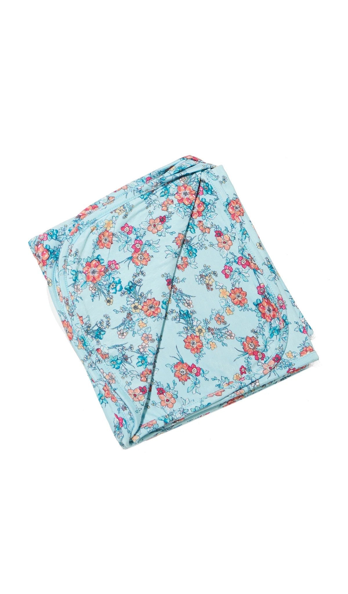 Everly Grey Swaddling Blanket Azure Mist w/White Trim