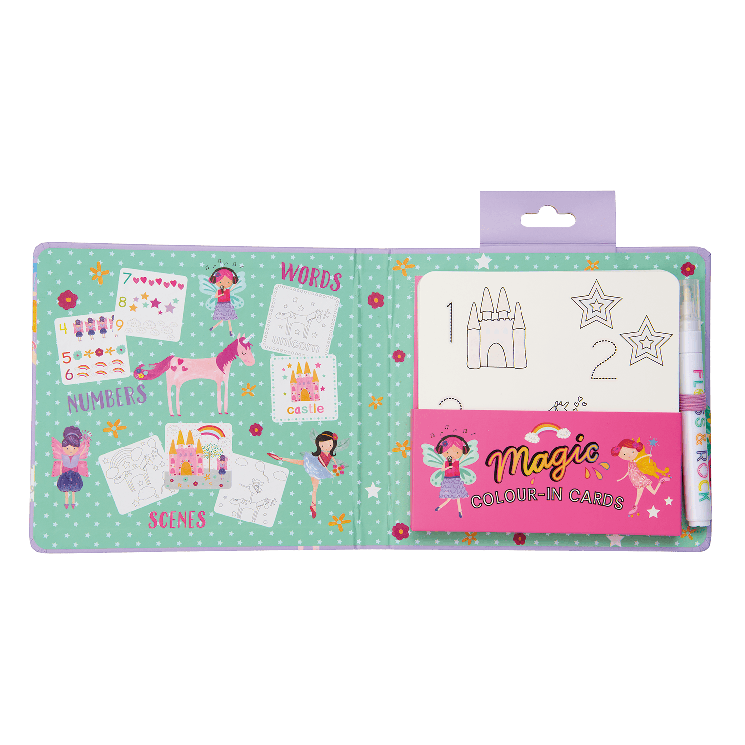 Floss & Rock Activity Sets Fairy Unicorn Magic Water Pen & Color-In Cards