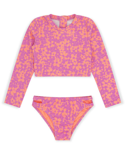 Feather 4 Arrow Magenta Punch / 8 Feather 4 Arrow Girls Waves 4 Days Rashguard Bikini - Magenta Punch
