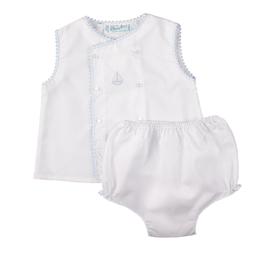 Feltman Brothers Apparel & Gifts White / 3 Mo Feltman Brothers Boys Sailboat Diaper Set