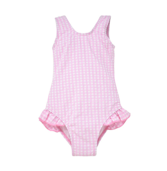 Flap Happy Apparel & Gifts Pink Gingham Seersucker / 2 Toddler Flap Happy Delaney Hip Ruffle Swimsuit Pink Gingham Seersucker