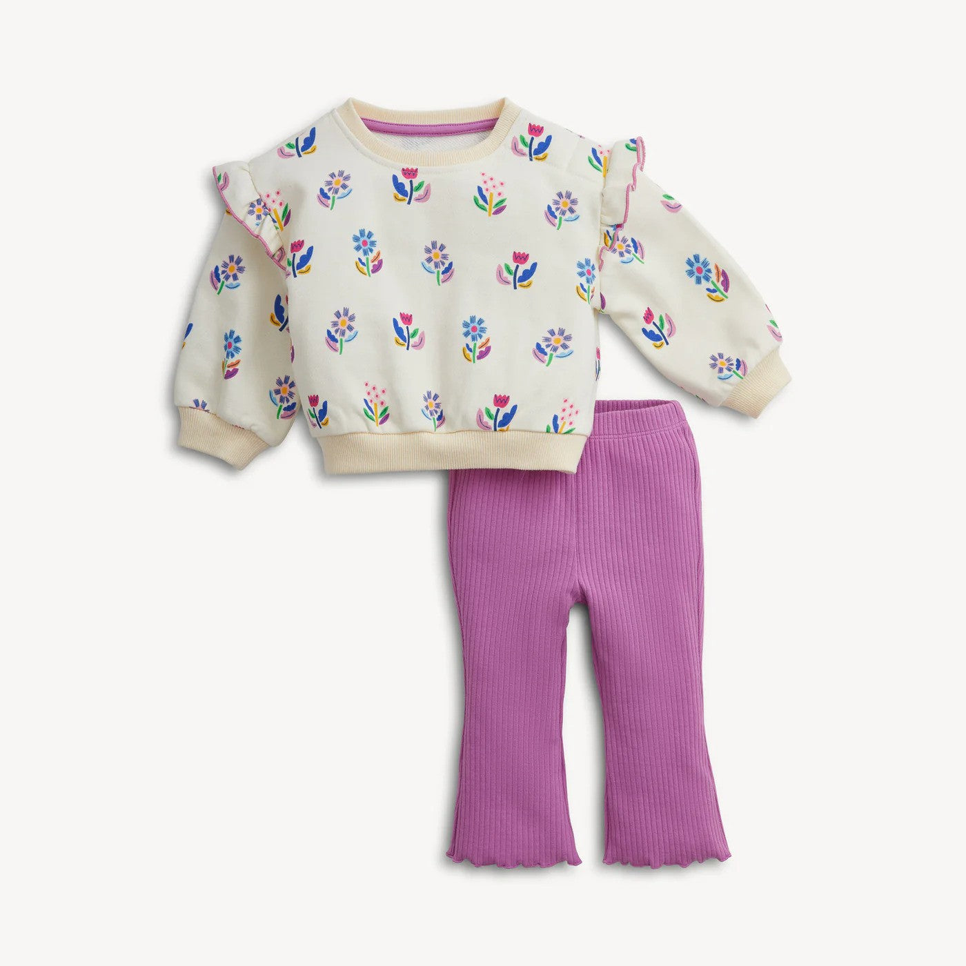 Magnetic Me Floral Ivory French Terry Girl's 2PC Set