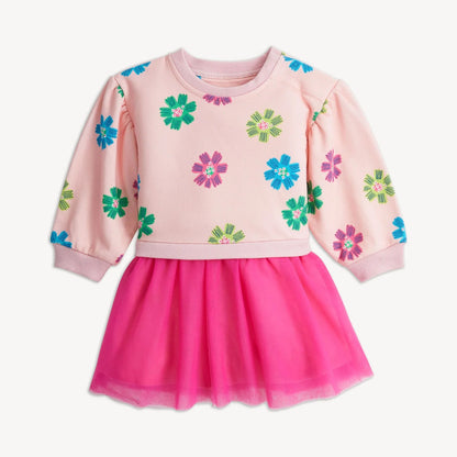 Magnetic Me Pink Floral French Terry Sweater TuTu Dress