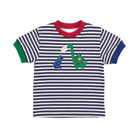 Florence Eiseman Boys Apparel / Shirts / Toddler Navy / 2 Toddler Florence Eiseman Boys Dog & Dinosaur Stripe Knit Shirt