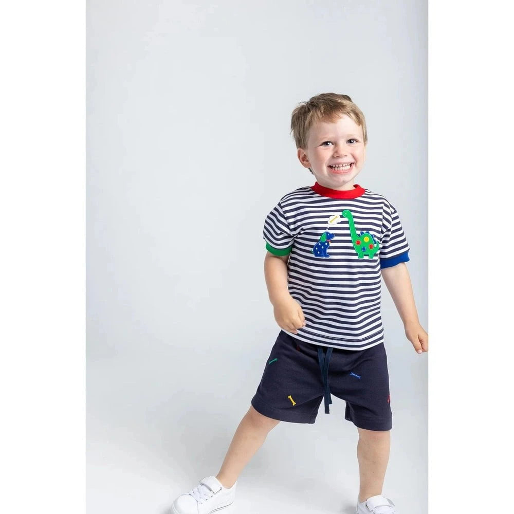 Florence Eiseman Boys Apparel / Shirts / Toddler Florence Eiseman Boys Dog & Dinosaur Stripe Knit Shirt