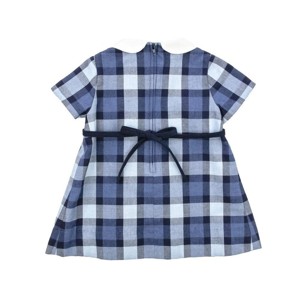 Florence Eiseman Dress Blues Plaid Dress with Flowers