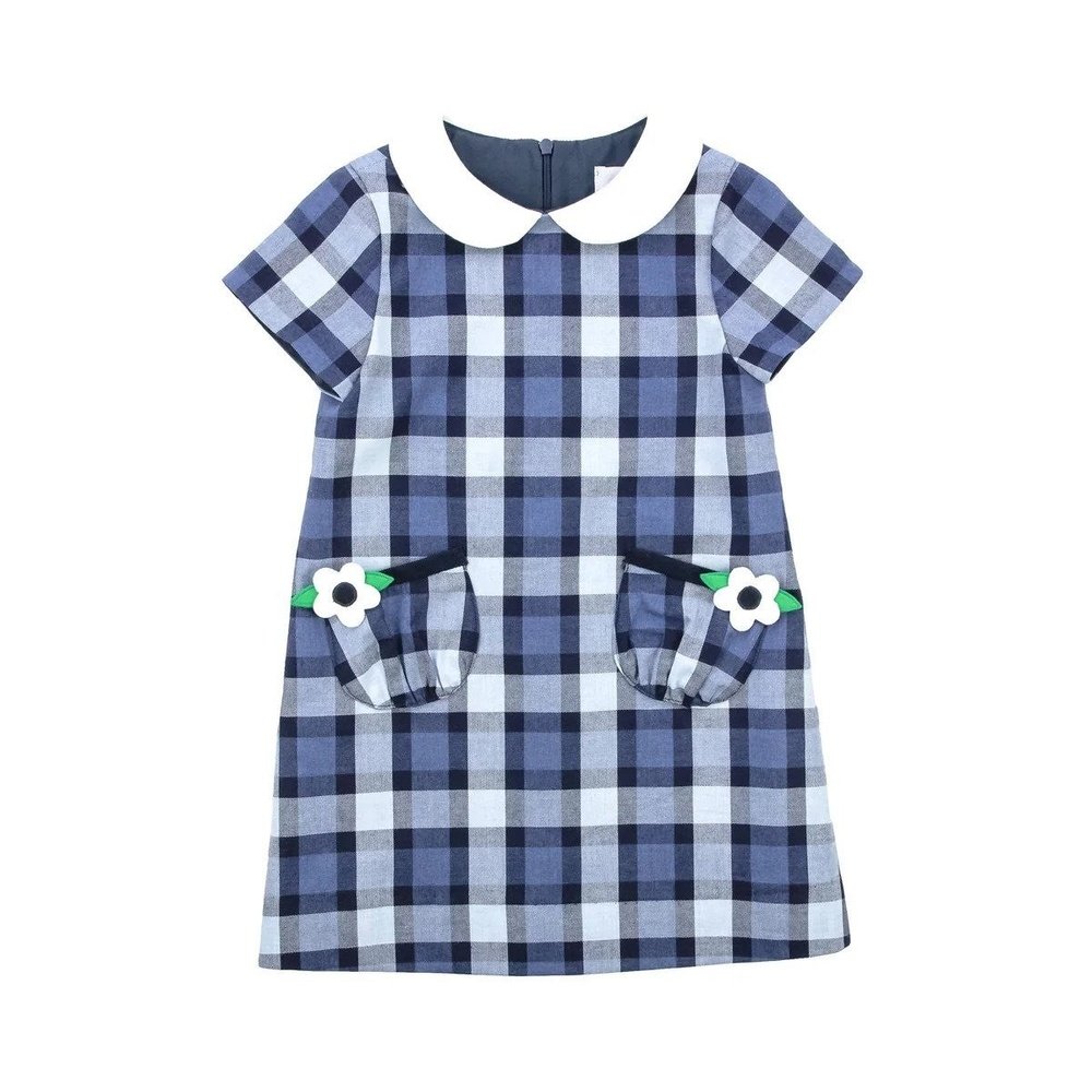 Florence Eiseman Dress Blues Plaid Dress with Pockets