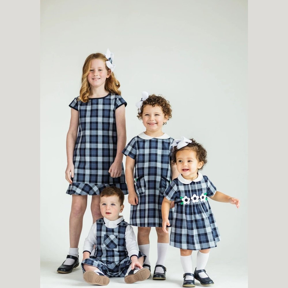 Florence Eiseman Dress Blues Plaid Dress with Pockets