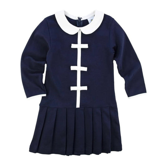 Florence Eiseman Toddler Navy / 2 Toddler Florence Eiseman Knit Dress with Pleated Skirt & Bows