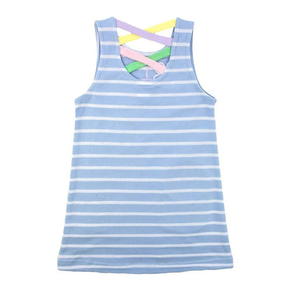 Florence Eiseman Spring Cuties Stripe Knit Dress with Flower Dots