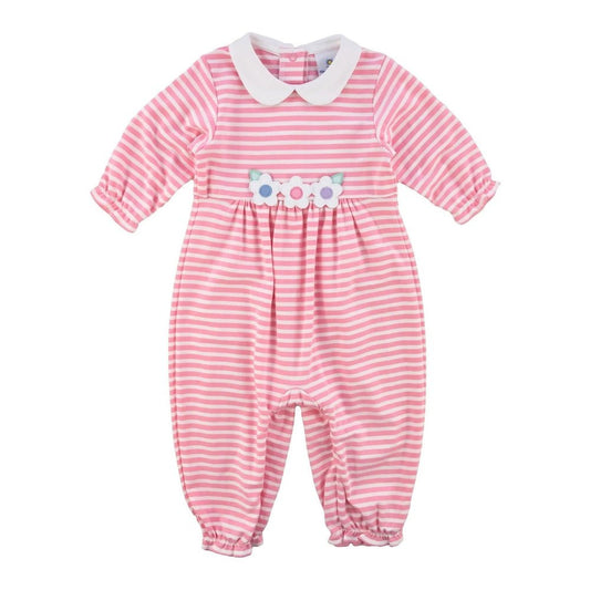 Florence Eiseman Infant Pink / 12 Mo Florence Eiseman Warm Fuzzies Pink Stripe Longall with Flowers