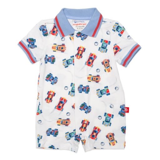 Magnetic Me Formula Fun Polo Collar Short Sleeve Romper