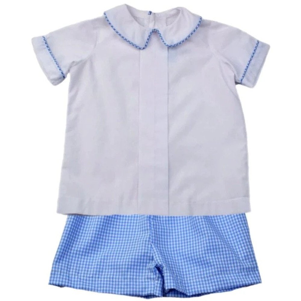 Funtasia Too Blue Check Pleat Front Short Set