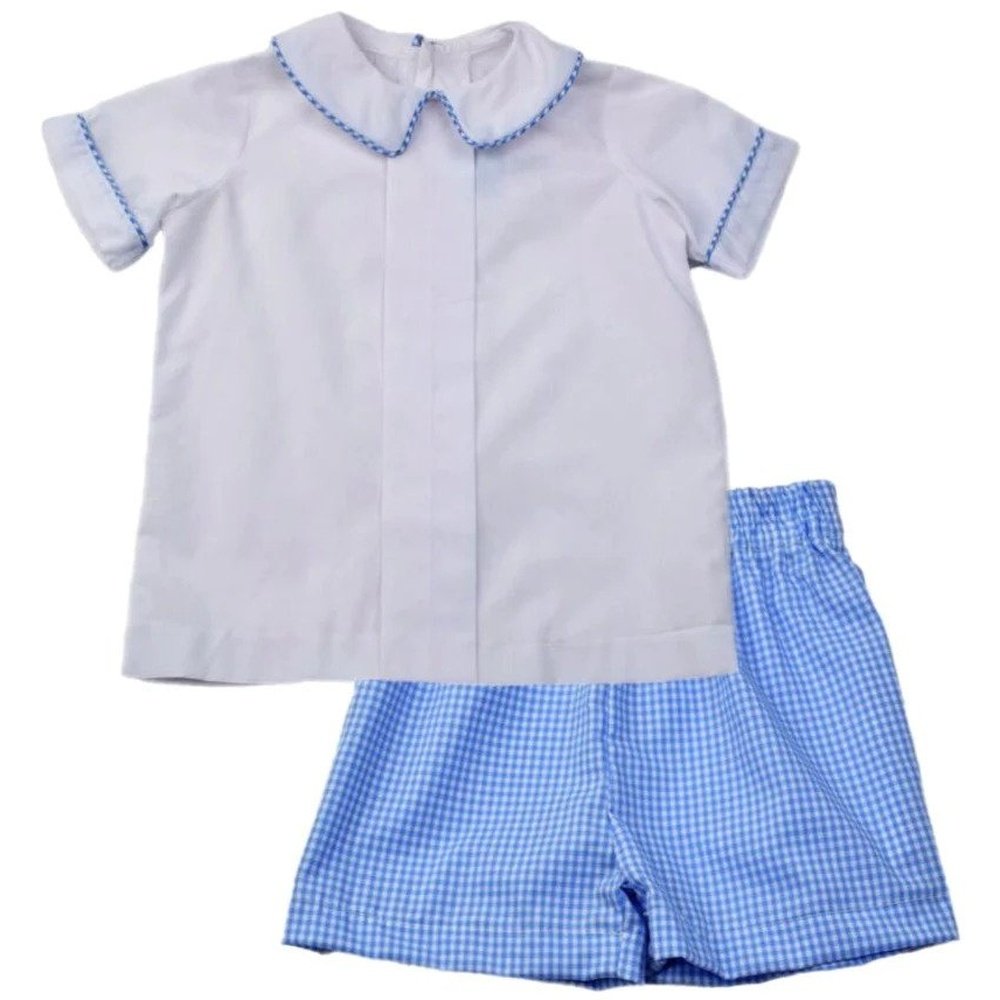 Funtasia Too Blue Check Pleat Front Short Set