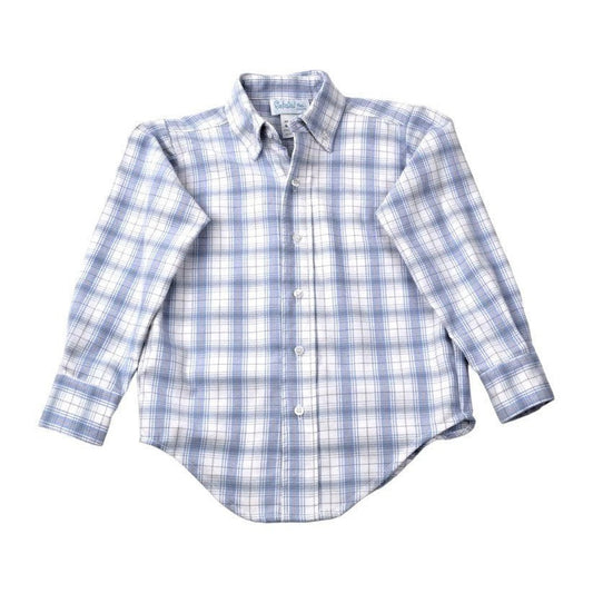 Funtasia Too Blue & Tan Plaid Button Down Shirt