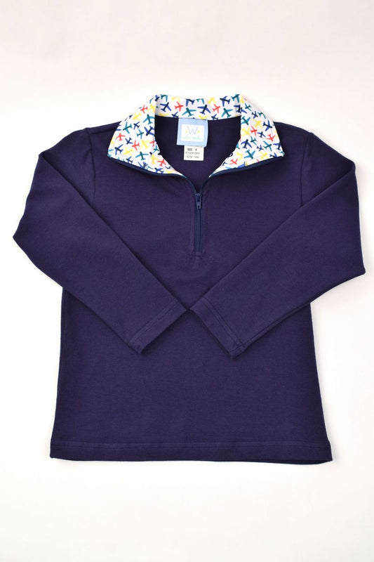 Funtasia Too Boys Shirts Navy / 2 Toddler Funtasia Too Boys Airplanes Navy 1/2 Zip Polo