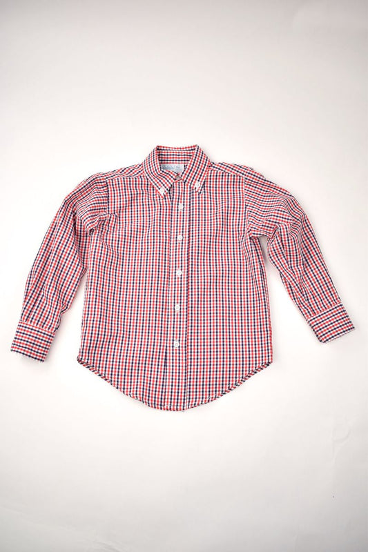 Funtasia Too Red & Navy / 4 Funtasia Too Boys Red & Navy Plaid Button Down Shirt