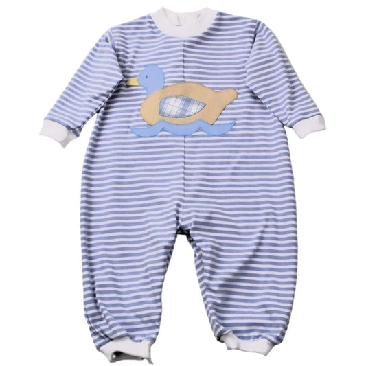 Funtasia Too Apparel & Gifts Blue / 3 Mo Funtasia Too Duck Striped Romper