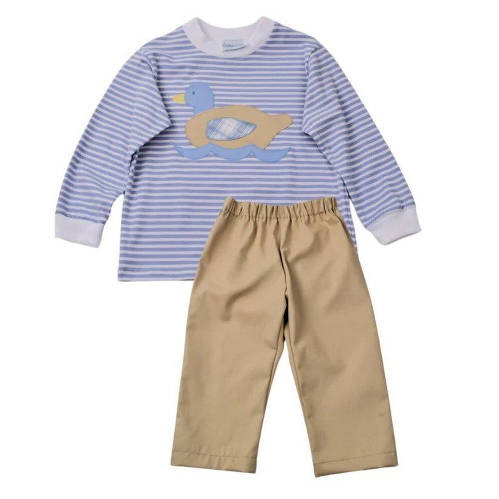 Funtasia Too Duck Striped T-Shirt & Khaki Pant Set