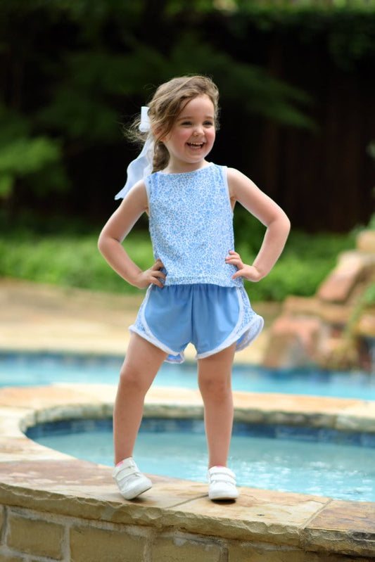 Funtasia Too Blue / 4 Funtasia Too Girls Blue Floral Athletic Short Set