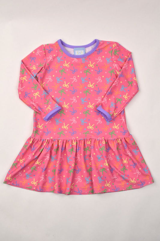 Funtasia Too Girls Dresses Bows Print / 2 Toddler Funtasia Too Girls Bows Print Long Sleeve Dress