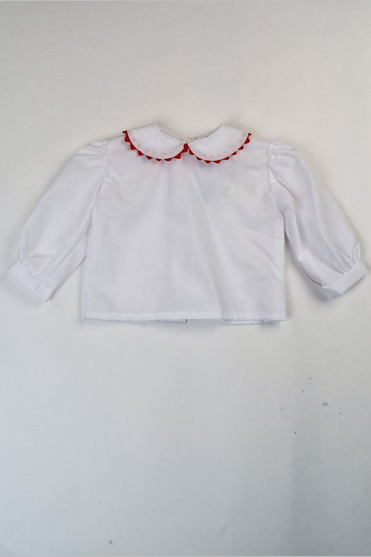 Funtasia Too Girls Shirts White / 2 Toddler Funtasia Too Girls Long Sleeve Shirt with Red Ric Rac