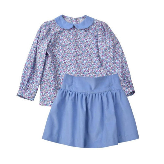 Funtasia Too Apparel & Gifts 4 Funtasia Too Sweet Floral Blouse & Periwinkle Skirt Set