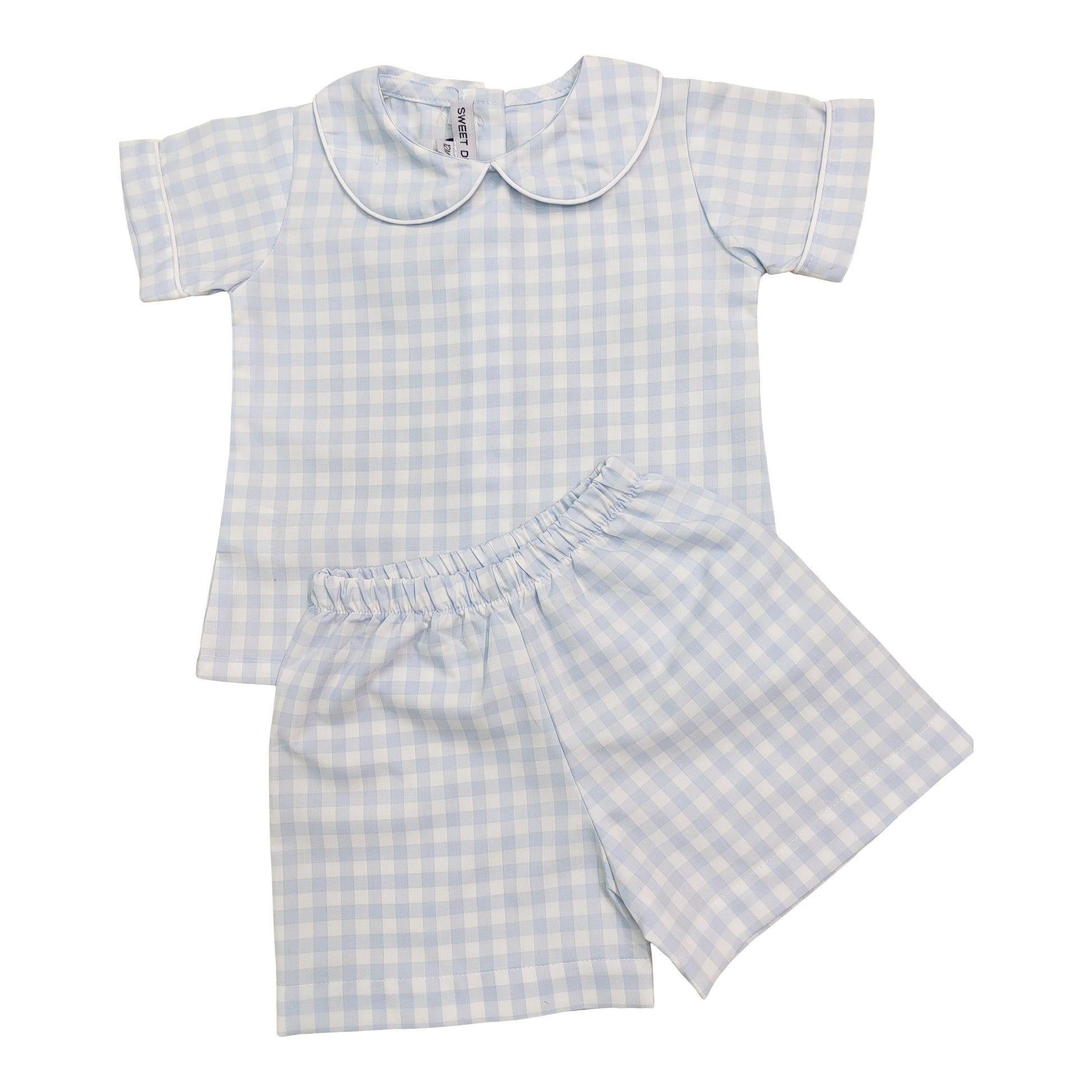 Sweet Dreams Light Blue Gingham Short Set
