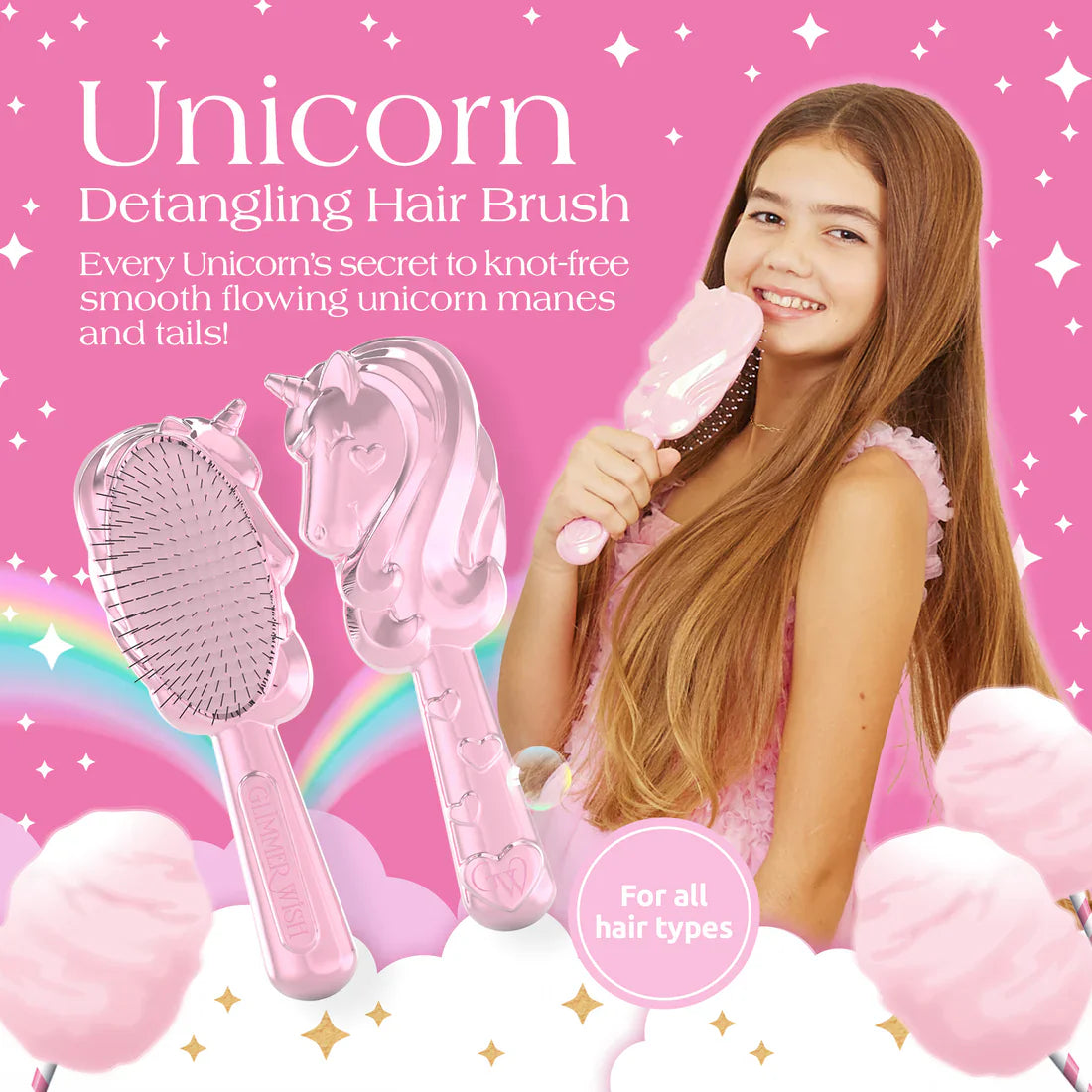 Glimmer WishGlimmer Wish Unicorn Detangling HairbrushBabysupermarket
